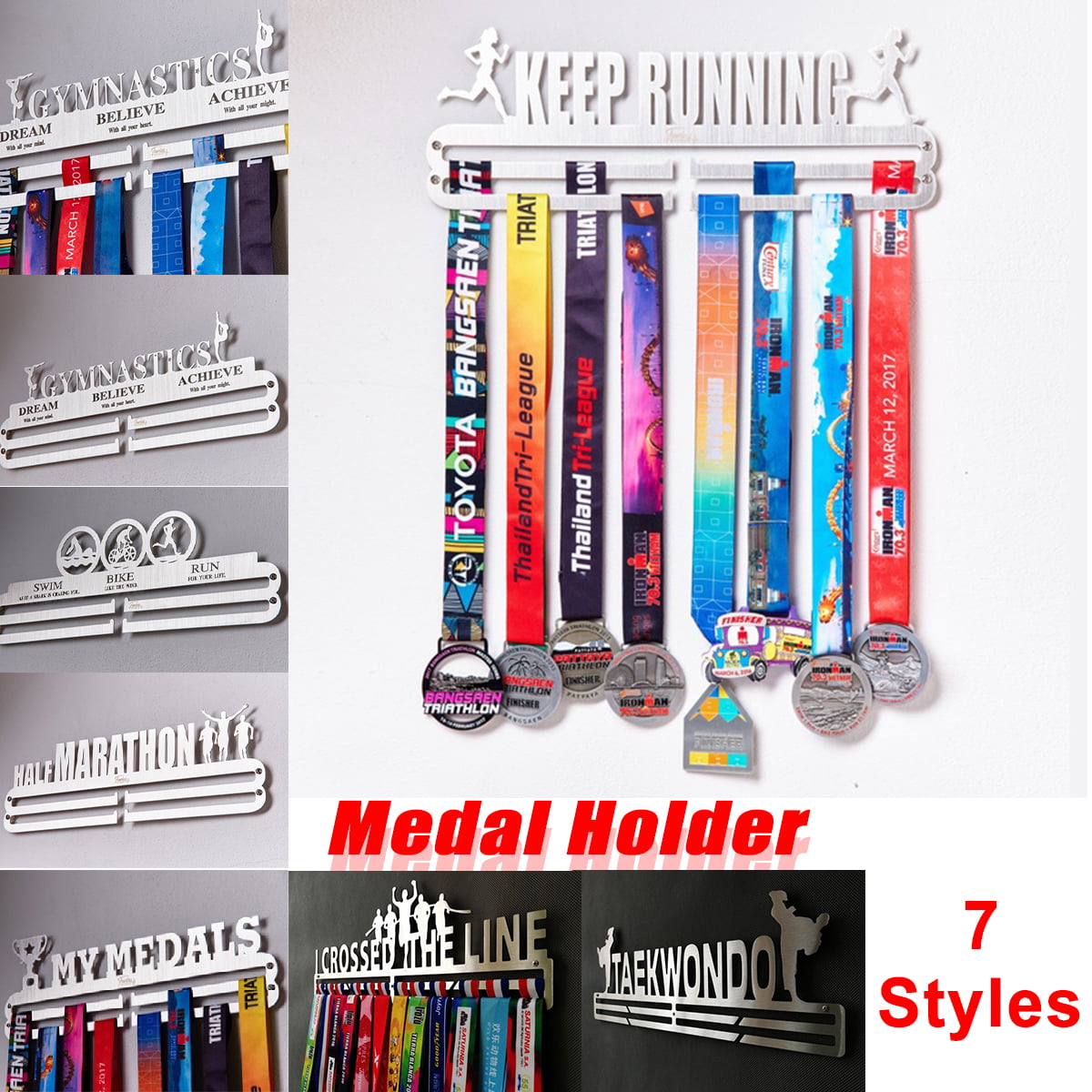 Medal Display Hanger Metal Holder Running Sport Rack Hook Shelf Wall Decor Cas 