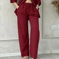 thumbnail image 6 of Jxximdong Pants for Women Womens Daily Elastic Waist Pockets Straight Solid Color Casual Pants Loose Long Trousers Red S Trousers, 6 of 6