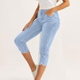 thumbnail image 3 of ADSSDQ Jean Capri Pants for Women High Waisted Ripped Jeans Stretchy Denim Capris Cropped Legging with Pockets Light Blue S, 3 of 6
