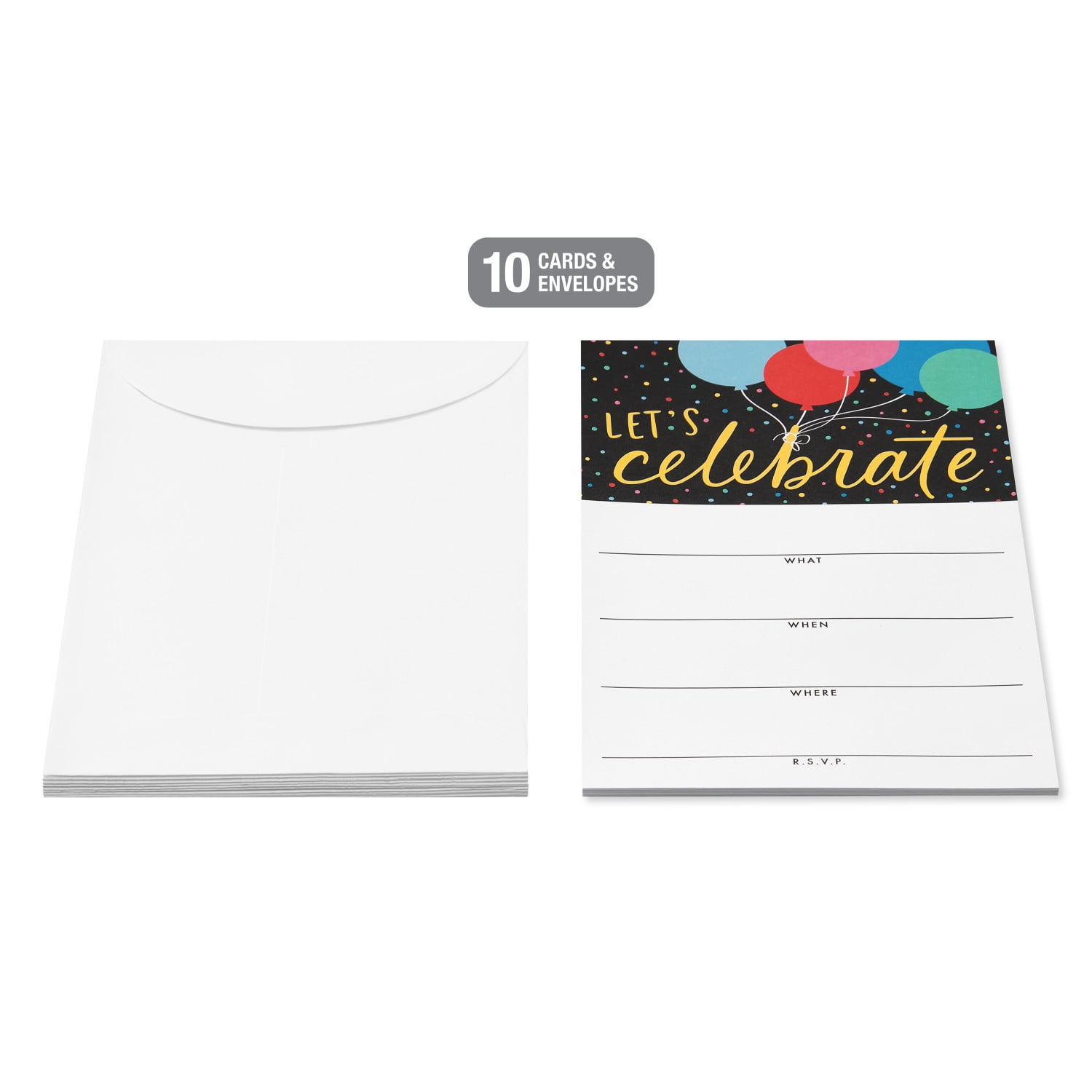 American Greetings Party Invitations with Envelopes, Let's Celebrate, Balloons (10-Count)