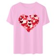 thumbnail image 5 of VKOYWKM Womens Heart Print Shirts Valentine T-Shirts Short Sleeve Casual Crew Neck Love Heart T-Shirts Happy Valentines Day Shirts, 5 of 7