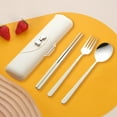 thumbnail image 4 of Vxdvou Stainless Steel Portable Cutlery Set, Camping Utensils with Storage Box, Spoon, Fork, Chopsticks for Office & School, Durable & Portable, Ideal for Travel, Pink/Beige/Green, 4 of 6