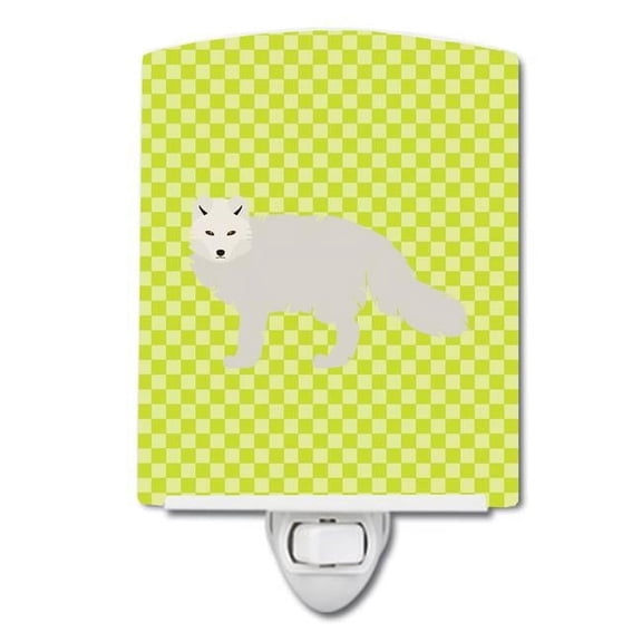 White Arctic Fox Green Ceramic Night Light