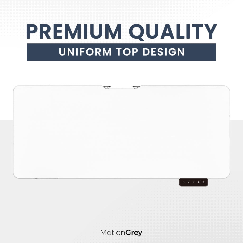 MotionGrey Height Adjustable Electric Motor Sit-to-Stand Standing Office Desk - White Frame with White Tabletop (43"x24")