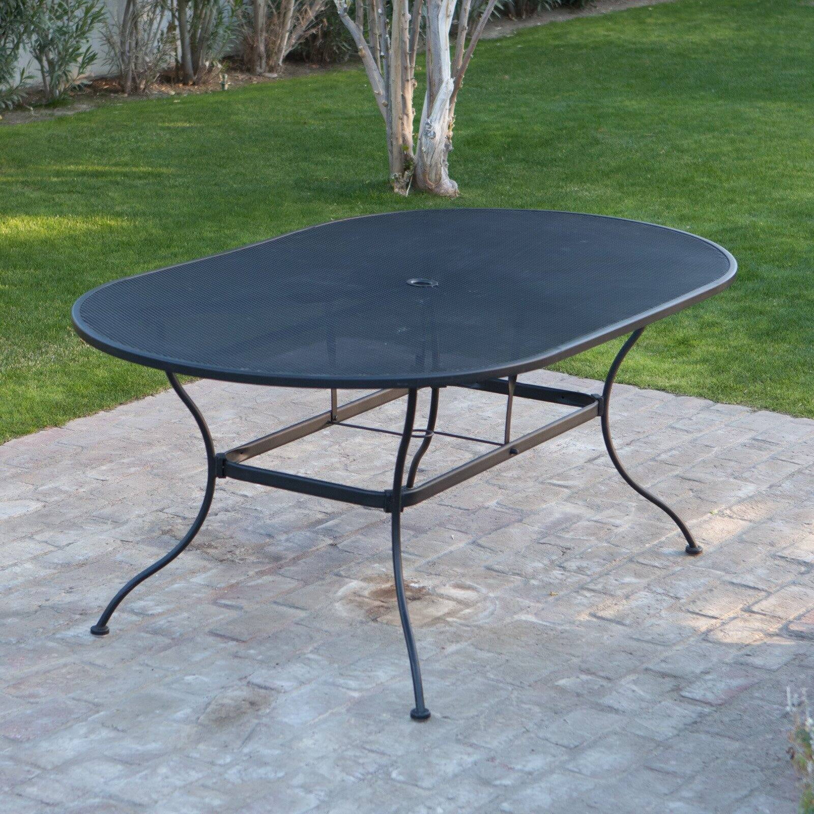 Belham Living Stanton 11 x 11 in. Oval Wrought Iron Patio Dining Table by Woodard - Textured Black - Walmart.com Belham Living Stanton 11 x 11 in. Oval Wrought Iron Patio Dining Table by Woodard - Textured Black - Walmart.com
