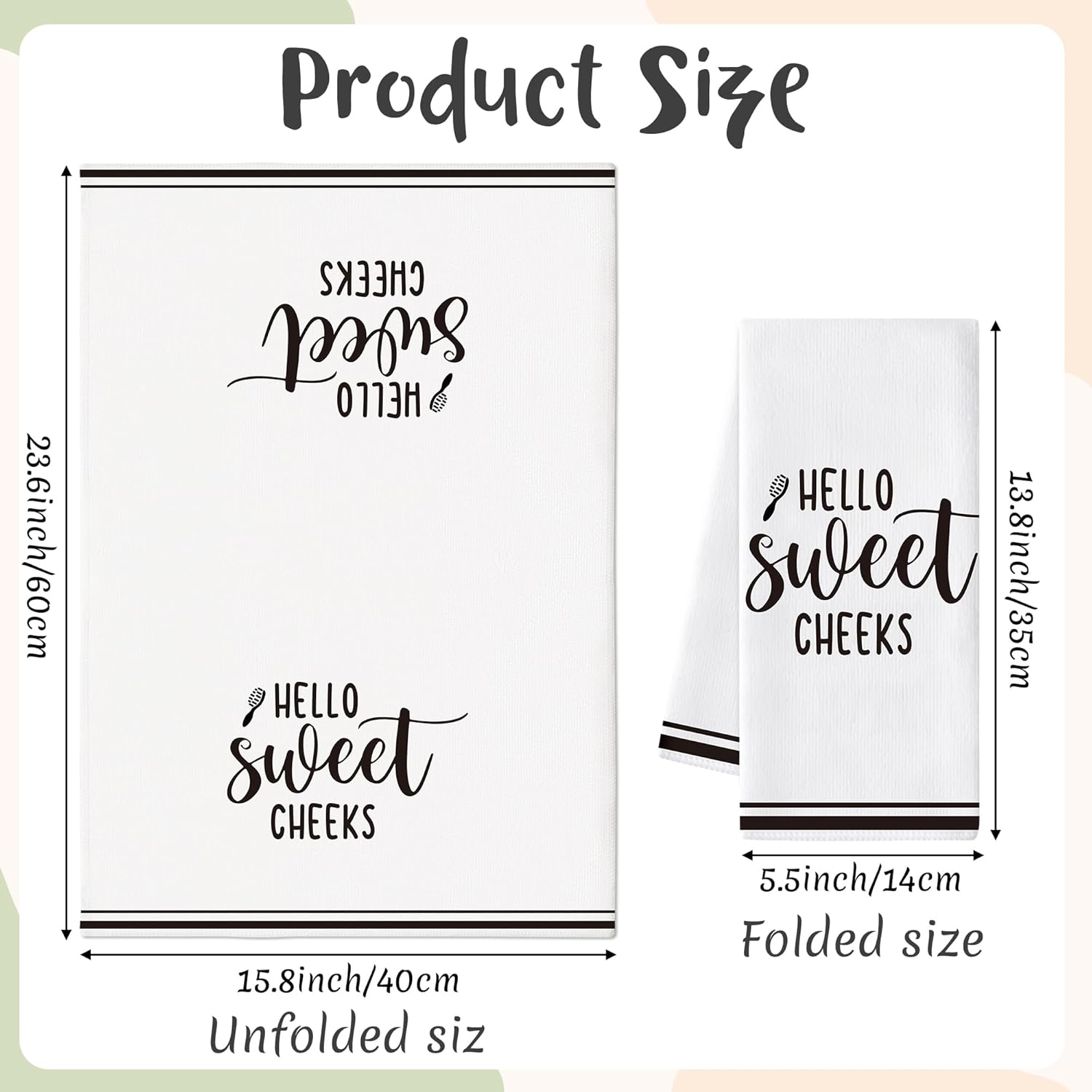 Funny Sayings Hand Towel - 6Pcs Sweet Cheeks Fun Bathroom Decorative Absorbent Soft Polyester Towels for Bathroom Bar Dining Room Kitchen Decor, Housewarming Gift for Hostess Home Friend