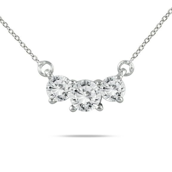 SZUL Women's 1 Carat TW Three Stone Diamond Pendant in 14K White Gold (J-K-L Color, I2-I3 Clarity)