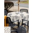 thumbnail image 5 of Outdoor Tablecloth with Umbrella Hole for Patio/Picnic/Party/Camping, Abstract Art Fish Grey Waterproof Table Cloth Square Cover Washable, Coastal Ocean Summer Linen Texture (60"x 60"), 5 of 8