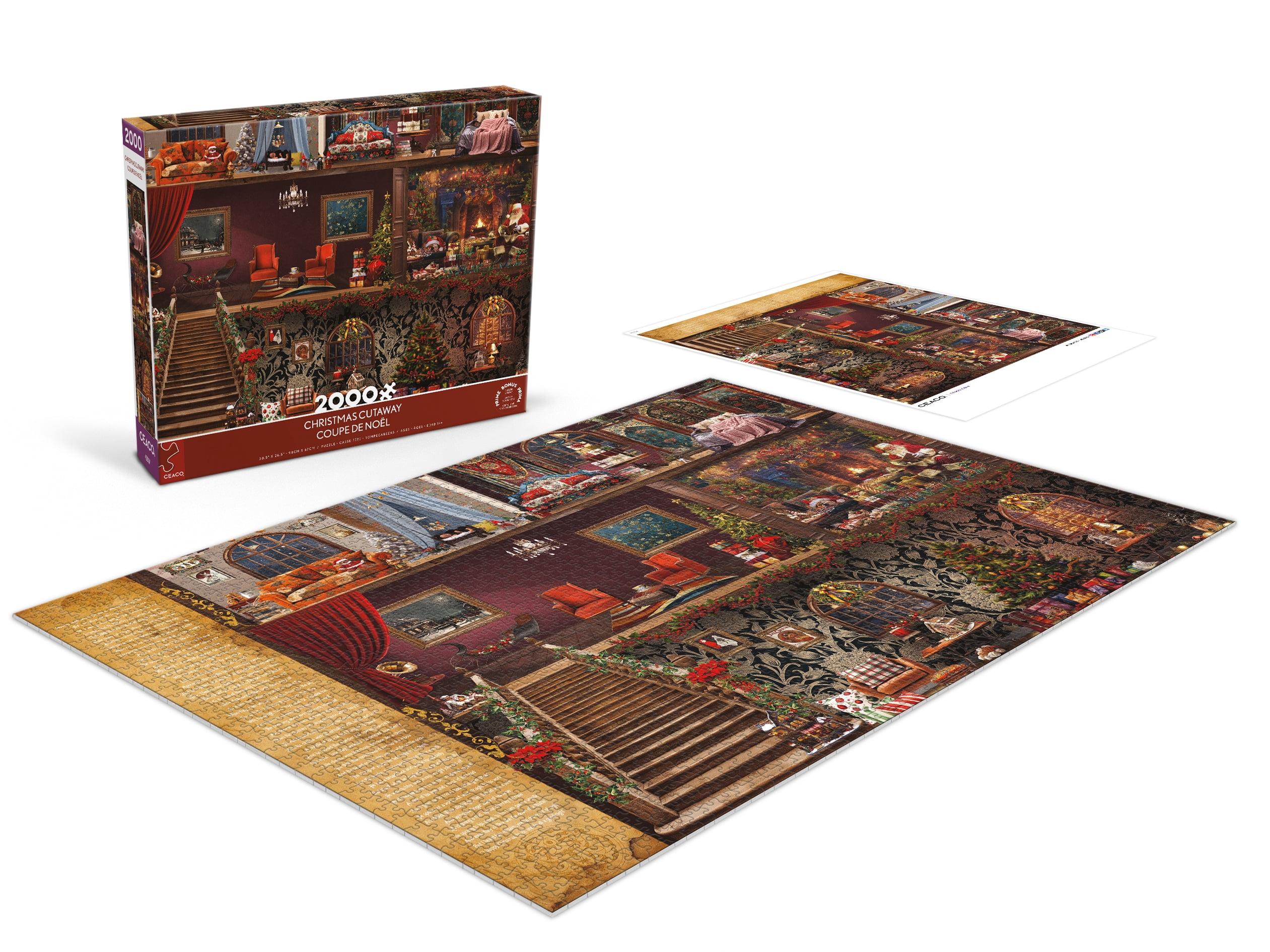Ceaco Jena DellaGrottaglia Christmas Cutaway 2000-Piece Interlocking Jigsaw Puzzle for Adults Ages 14+