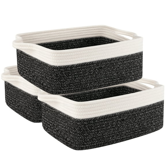 CHERISHGARD 3 Pieces Cotton Rope Baskets for Organizing，Woven Baskets for ，Toys ，Books