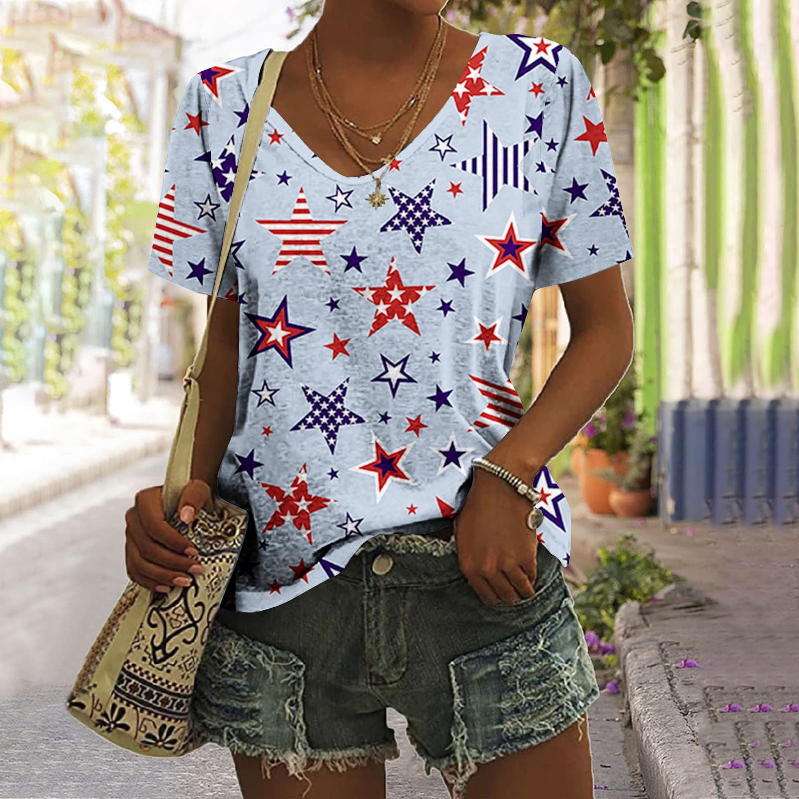 SELONE USA Themed T Shirts Independence Day Going out Tops for Women ...