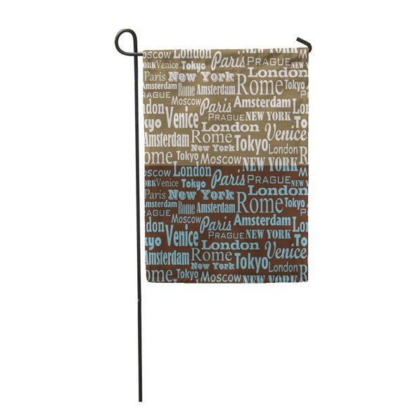 NUDECOR Word Text Pattern with Name of City and Capitals Country Travel York Paris Garden Flag Decorative Flag House Banner 12x18 inch