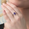thumbnail image 4 of Gem Stone King 925 Sterling Silver Purple Amethyst Solitaire Engagement Ring for Women | 1.60 Cttw | Oval Checkerboard 9X7MM | Gemstone February Birthstone | Size 9, 4 of 4