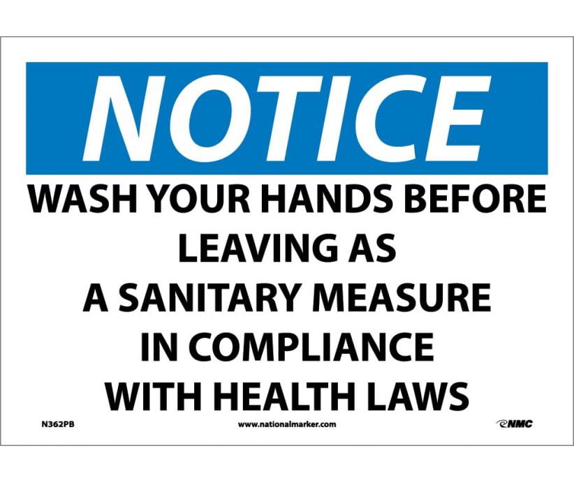 NMC Signs N362Pb, Notice Wash Your Hands Before Leaving Sign, 10 X 14 ...