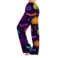 thumbnail image 2 of Zydvens Women Halloween Pajama Pants Wide Leg Lounge Wear with Pockets Soft Elastic Waist Drawstring Sleepwear Bottoms Splatter Pumpkin Print Costume Cosplay Party S-3XL, 2 of 7