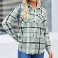 thumbnail image 4 of Hsovts Womens Plaid Flannel Button Down Shirt, Long Sleeve Tartan Buffalo Check Relaxed Fit Multi‑Color Option Casual Daily Camping Tops with Adjustable Cuffs Green L, 4 of 6