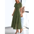 thumbnail image 3 of Vestido largo PRETTYGARDEN para mujer 2025 con cuello en V y ojales, color verde militar, 3 of 8