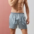 thumbnail image 4 of Men Summer Solid Color Elastic Waist Breathable Silky Boxers Shorts Loungewear, 4 of 7