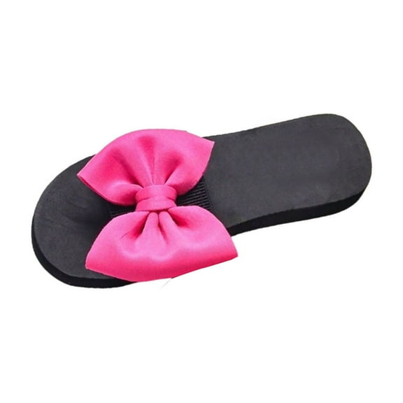 ShiShine Womens Bow Accent Slide Sandals Comfortable Flat Slip On Casual Shoes for Beach and Daily Outdoor Wear