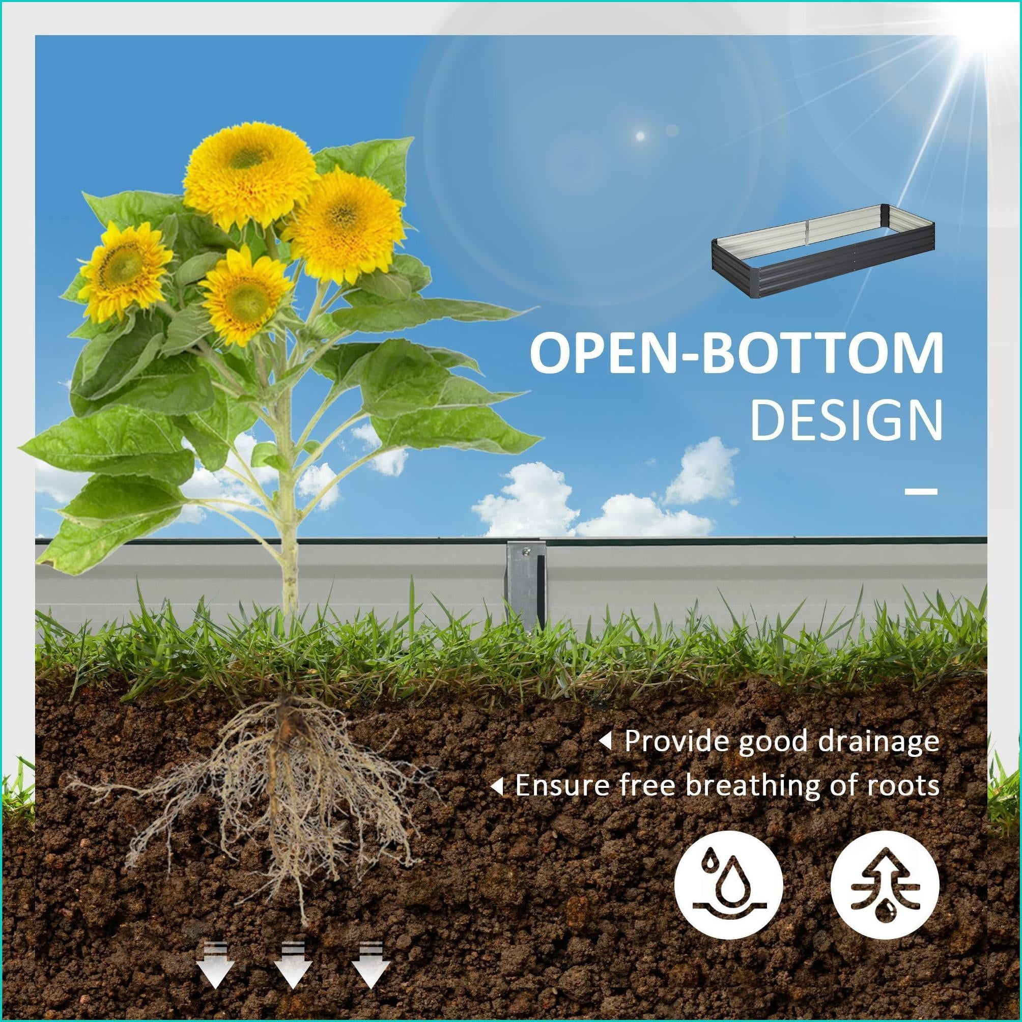 Raised Garden Bed | 7.9' x 3' Galvanized Planter Box for Backyard Patio Vegetables Flowers Herbs | slate gray | Steel