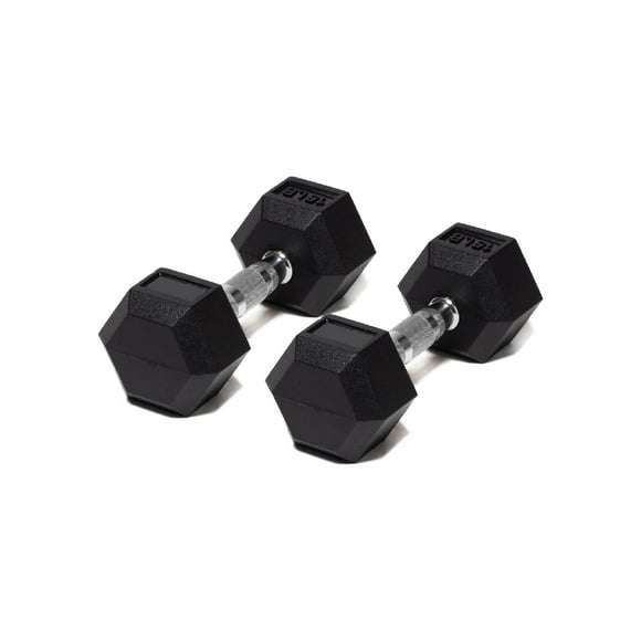 Par Mancuerna Hexagonal 15 Lb con Revestimiento en Goma MDFitness Pesa, Dumbbell MDFitness Hexagonal Recubierta