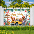 thumbnail image 4 of Cartoon Animals Happy Birthday Banner Decorative Balloons Jungle Theme Party Decoration for Kids Celebration Outdoor Event Photography, 4 of 7