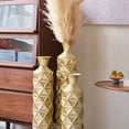 thumbnail image 5 of YIQMI Gold Triangle 3D Floor Vase Set of 3 Metal Tall Decorative Vases 33/29/25 in for Pampas Grass, Dried Flowers, 5 of 10