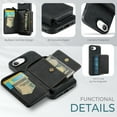 thumbnail image 4 of Dteck for iPhone 16e 6.1" Wallet Case with Card Holder, 2 In 1 PU Leather Zipper Pocket Credit Slots Kickstand Shockproof Phone Cover for Women Men,Black, 4 of 7