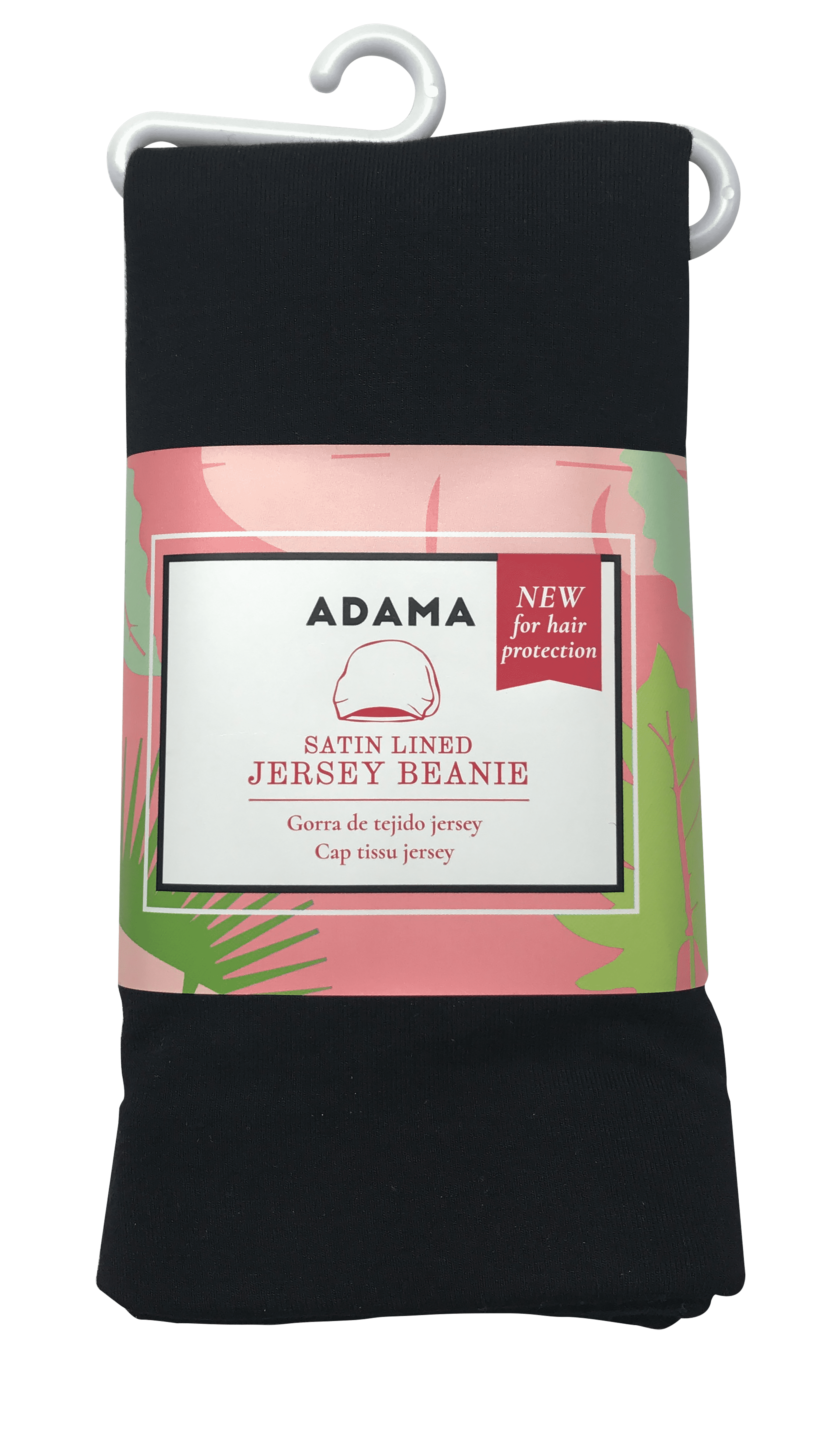 ADAMA Satin Lined Jersey Beanie, Black 