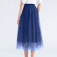 thumbnail image 4 of Women's Tulle Skirts Midi Elastic High Waist Pleated Mesh Flowy A-Line Party Long Skirts Navy S, 4 of 4