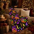 thumbnail image 3 of Cute autumn celebration Pumpkin Bat Pattern Living Room, Festive autumn celebration Scene, Warm Flannel Blanket for Living Room and Family Room, Art Lovers autumn celebration Gift, Festive Home Decor, 3 of 9