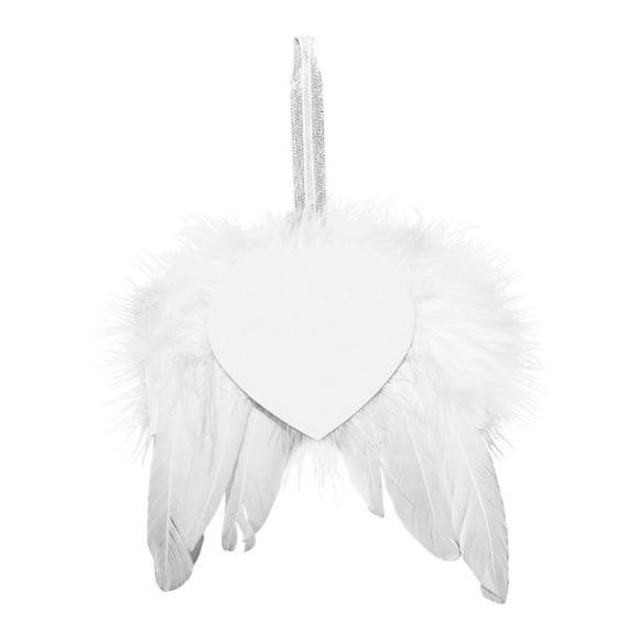 Hearth & Gear DIY Custom Photo Angel Wing Ornament White Angel Wing Hangs Heat Transfer Photo Wing Pendant Christmas Ornament Christmas Commemorative Ornament Staircase Garland with Bows Hanging