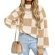 thumbnail image 1 of Suéter de Punto Acanalado de Larga con Cuello Alto y Corte Holgado para Mujer, Ideal para Otoño Caqui XXXL, 1 of 9