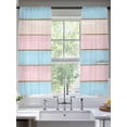 thumbnail image 2 of Pink Blue Wood Grain Sheer Curtains 72 Inch Length 2 Panels Set, Farmhouse Country Shabby Striped Voile Window Treatment Rod Pocket Curtains Sheers Drapes for Bedroom/Living Room/Kitchen 52"x72"x2, 2 of 7