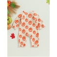 thumbnail image 4 of Wassery Infant Baby Boys Halloween Clothes Sleeveless Crew Neck Pumpkin Print Jumpsuits 3M 6M 12M 18M 24M Newborn Boys Fall Casual Clothing, 4 of 7