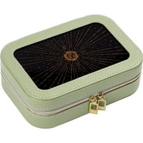 Casegrace Portable Jewelry Box with Flowing-Gold Glass Decoration, 2-layer Jewelry Storage, Turning Organizer for Necklaces Rings Earrings, With Double Zipper