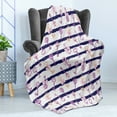 thumbnail image 4 of Retro Soft Flannel Fleece Blanket, Old Medieval Vintage Keys with Ribbons and Diamonds Striped Pattern in French Style, Cozy Plush for Indoor and Outdoor Use, 60" x 80", Purple Blue, by Ambesonne, 4 of 5