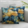 thumbnail image 3 of Creowell Decorative Throw Pillow Covers Ginkgo Leaf in The Style of Gold And Cyan Satin Throw Pillow Covers Teal And Gold Ginkgo Leaf Decorative Bed Pillows Pillow Case Farmhouse Rustic Cushion Case, 3 of 5