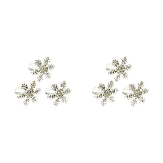 Billuyoard Valentine Napkins Plates Snowflake Design Buckle Banquets Metal Clasps Rings Decorations Table Napkin Jewelry Rhinestone plata 2piezas