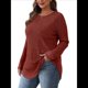 thumbnail image 1 of Camisas de Larga para Mujer, Túnicas, Blusas Holgadas, Elegantes, Cuello Redondo, Suéteres Básicos. Color Caramelo XL, 1 of 7