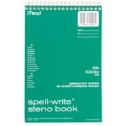 4PK-80 Count 6" x 9" Gregg Ruled Spell Write Green Wire Bound Steno Book