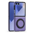 thumbnail image 6 of Compatible for Samsung Galaxy Z Flip 7 Stand Case, Slim Shockproof Protective Rotating Magnetic Ring Bracket Classic PU Leather Phone Cover for Samsung Galaxy Z Flip 7, Purple, 6 of 6