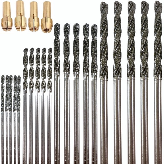 Drilax Diamond Drill Bits 1mm 1.5mm 2mm 2.5mm 20 Pieces Diamond Drill Bits for Glass Drill Bits