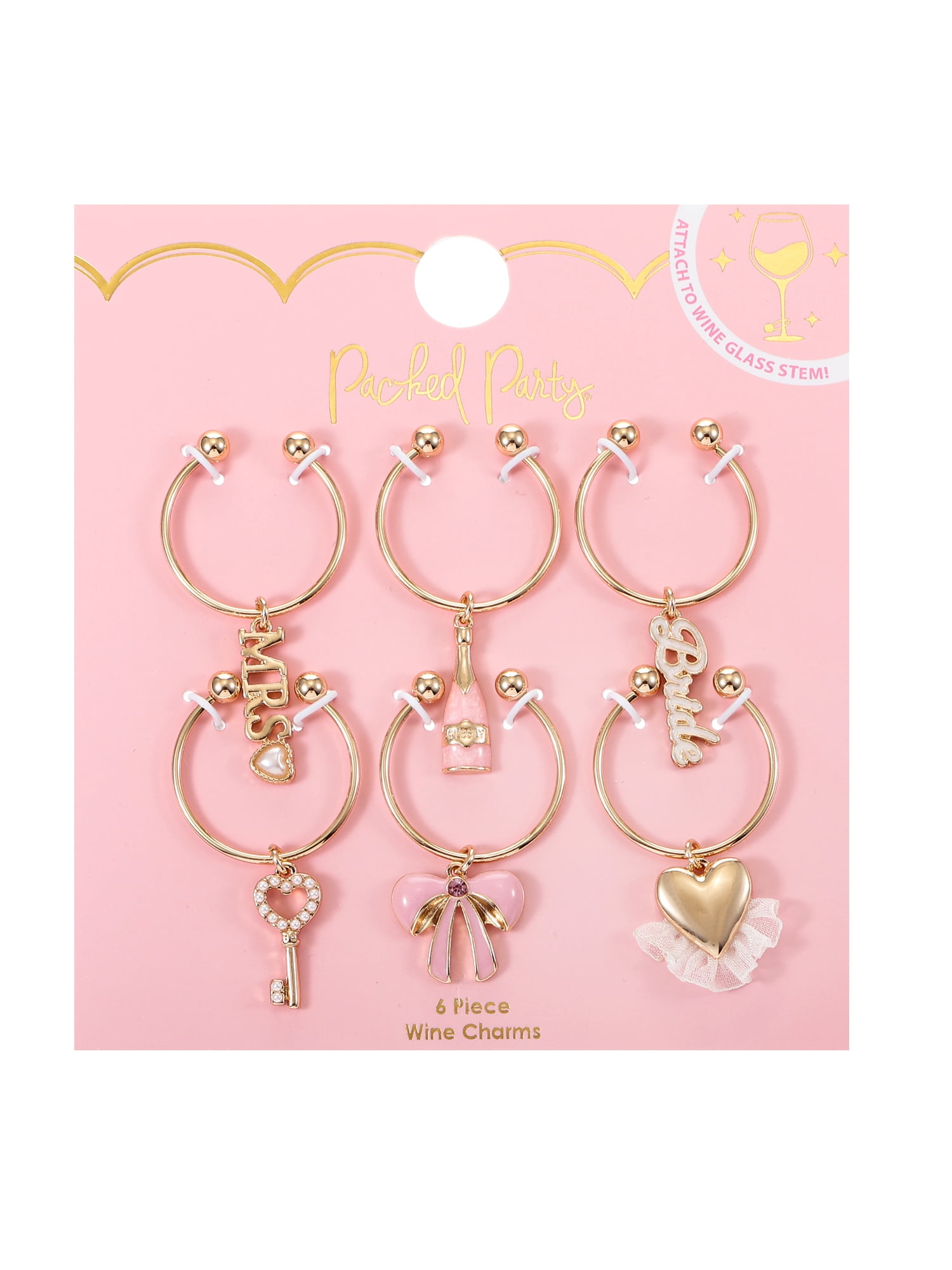 Packed Party 6 Piece Bridal Party Wine Charms
