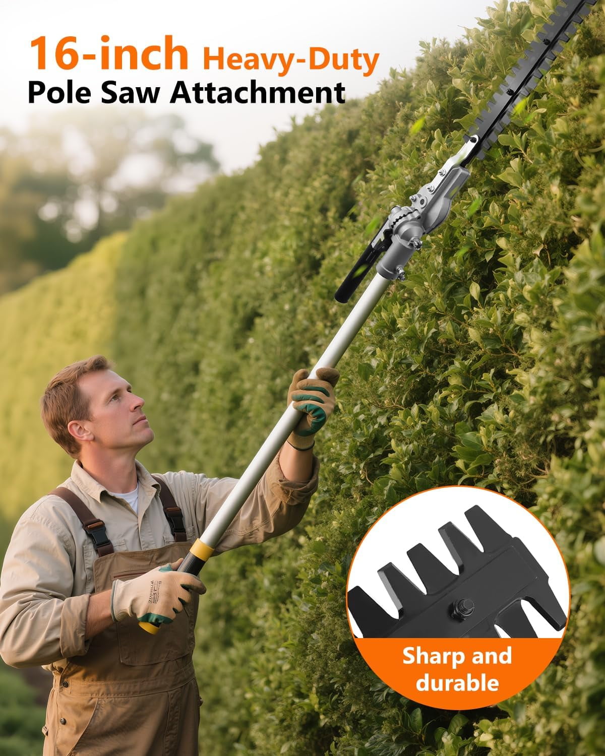 NEO-TEC 16" Hedge Trimmer Attachment Universal Dual Action Articulating,Heavy Duty Steel Material Angle 170° Adjustable for Garden Yard Hedge Shrub Trimming