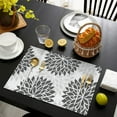 thumbnail image 3 of Gray Floral Pattern Summer Placemats Table Placemats Set Of 6-Linen Kitchen Washable Placemats Table Mats 11.8"x17.7" Non-Slip Heat Resistant, 3 of 5