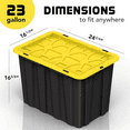 thumbnail image 2 of 4 PACK of X-Large 23 Gallon Plastic Storage Bin Tote Organizing Container with Secure Latching Lids, Stackable, Extra Strength Clear with Built in Handle - Black and Yellow, 2 of 5