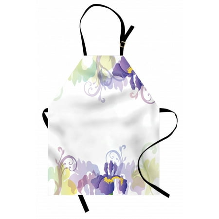 

Floral Apron Classic Petals Pastel Toned Seasonal Florets Blooming Flowers Spring Print Unisex Kitchen Bib Apron with Adjustable Neck for Cooking Baking Gardening Purple Pale Green by Ambesonne