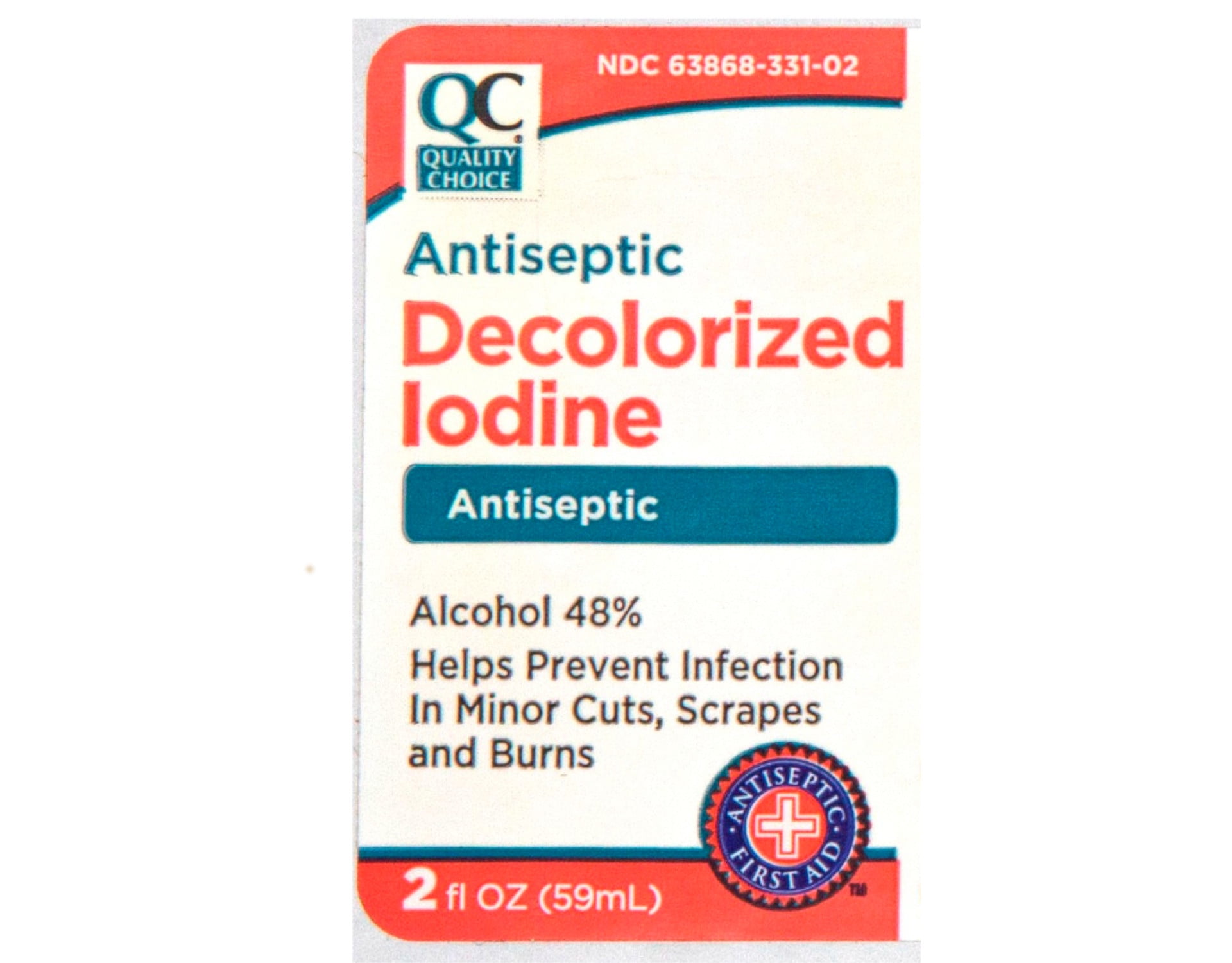 Quality Choice Iodine Decolorized Antiseptic 2oz Each