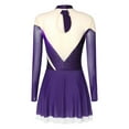 thumbnail image 4 of SiiRoh Women's Sparkly Rhinestone Figure Skating Dress Long Sleeve Keyhole Back Lyrical Dance Dress Purple 3XL, 4 of 6